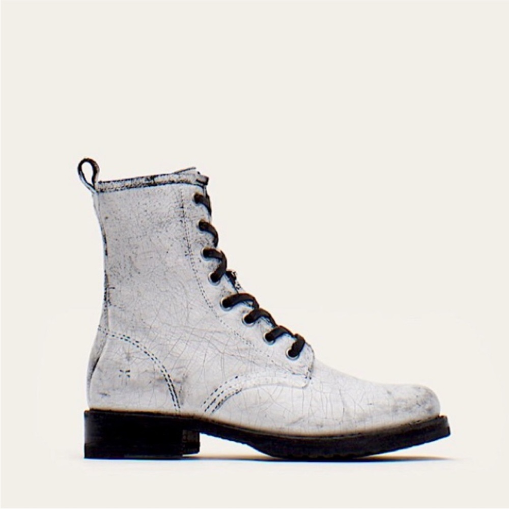 FRYE Veronica Combat Boots Distressed White Women’s Size 8 - Picture 4 of 8